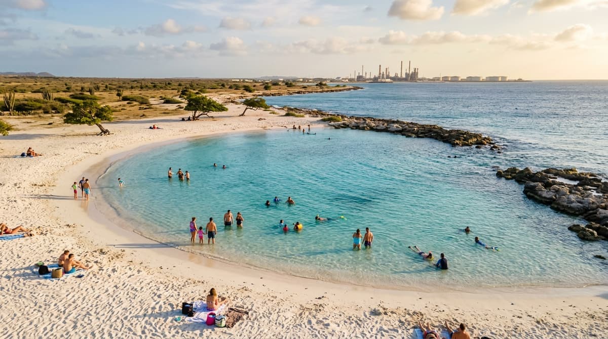 Baby Beach beach in Aruba. family