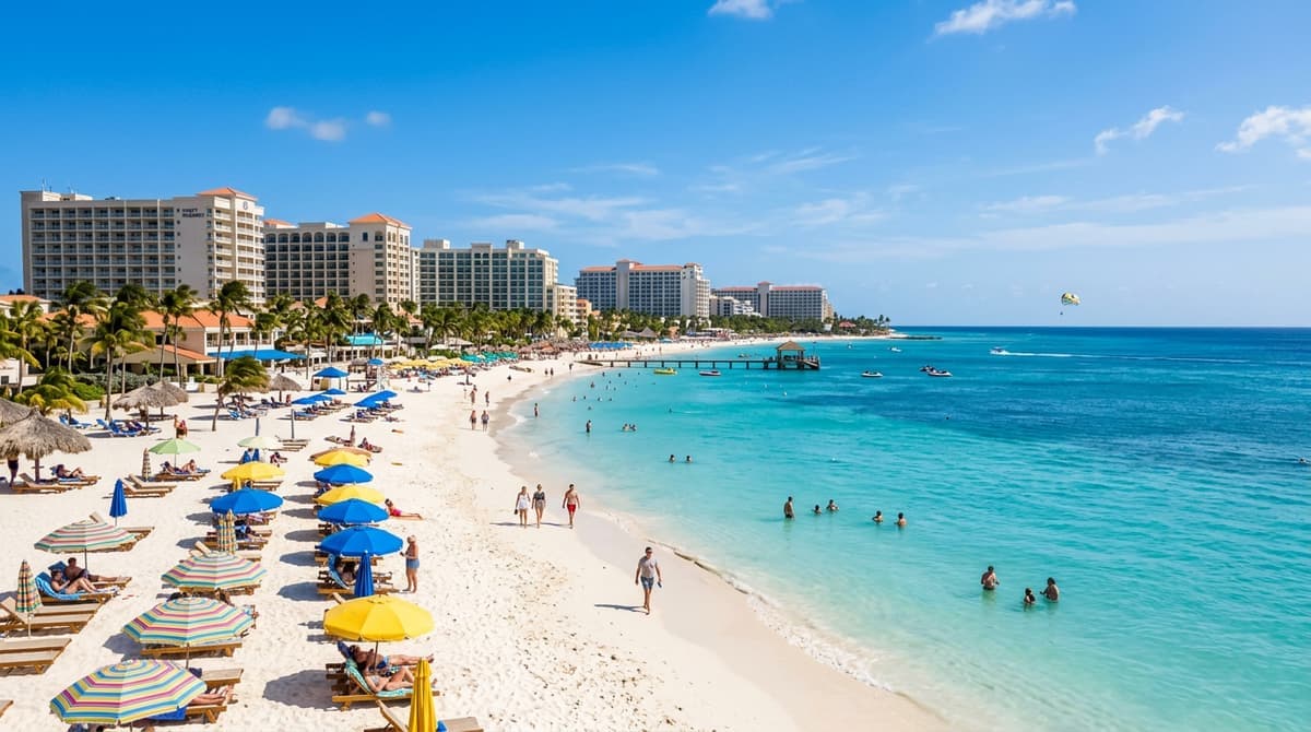 Palm Beach beach in Aruba. lively