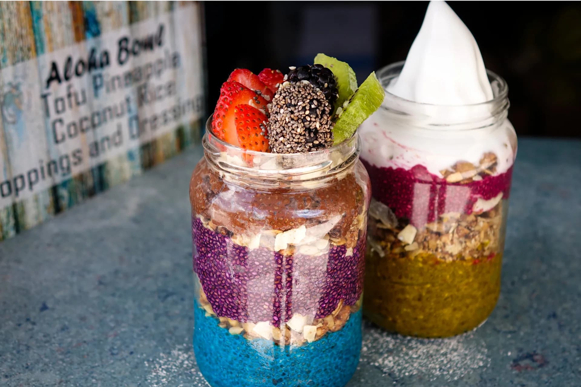 Fruit, granola and colourful bowls from Eduardo’s Beach Shack in Aruba